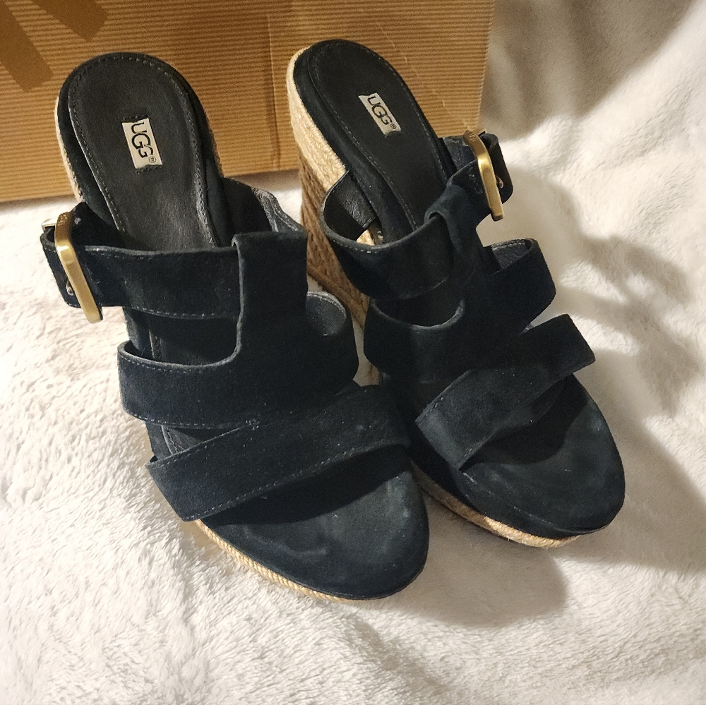 UGG Black Wedge Heels